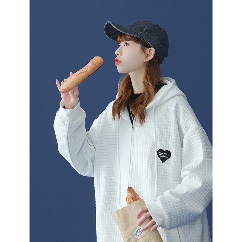 2022春新款华夫格卫衣韩版宽松春秋连帽开衫外套潮227-6-972-P65，男装卫衣，星座227-6