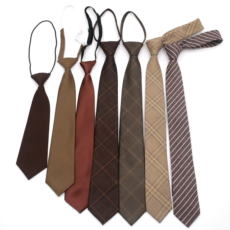 懒人复古卡其色免打小领带