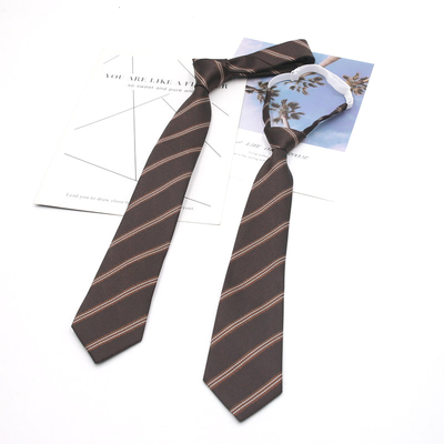 配饰免打领带时尚百搭咖啡色条纹