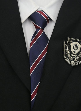 日系jk原创校供领带女条纹款手打小物红色学院风衬衫配饰酒红领结