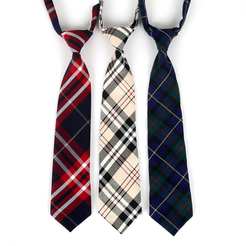 日系格子领带jk制服领带学生领带短款免打松紧带领带女英伦学院风