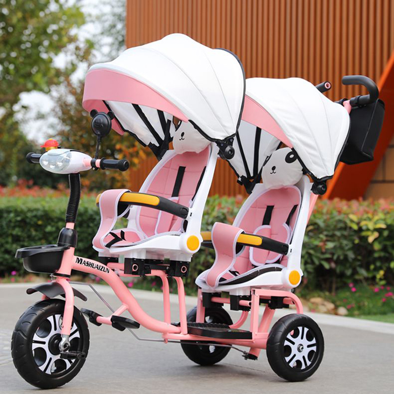 进口儿童手推车双胞胎婴儿推车可躺可坐三轮脚踏车轻便双座1-6岁 婴童用品 双胞胎推车 原图主图