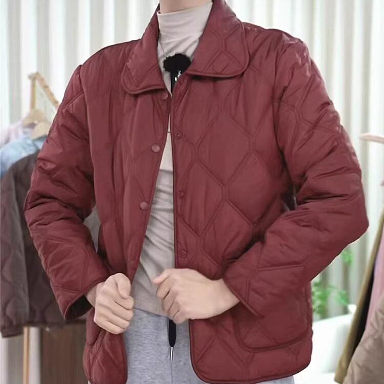 轻薄小棉衣2025新款装短款气质翻领服外套妈妈内胆中老年女式棉袄