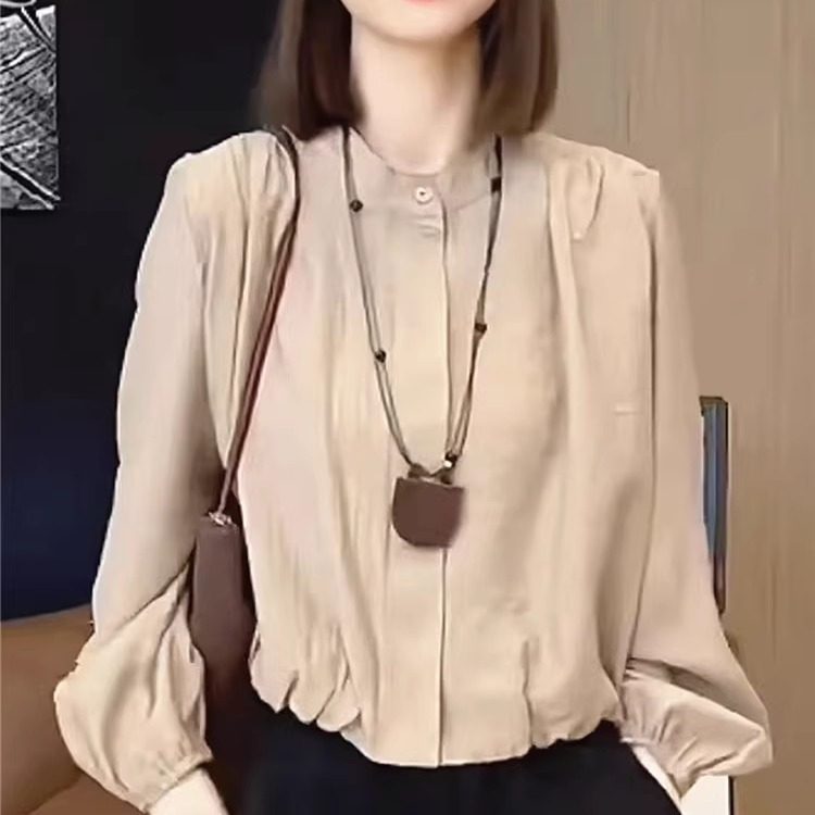 气质简约复古港风设计感衬衫女