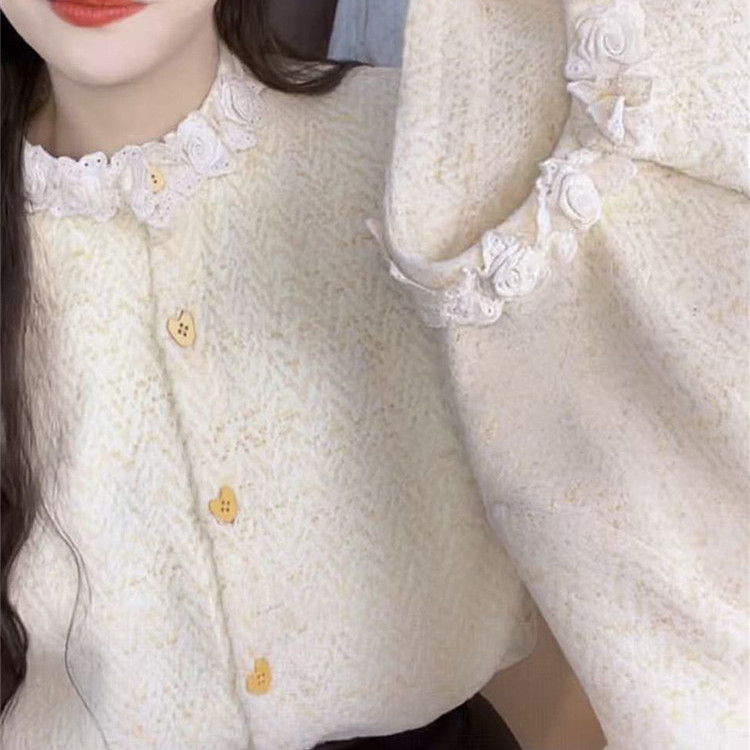 港风秋冬加绒蕾丝木耳领衬衫