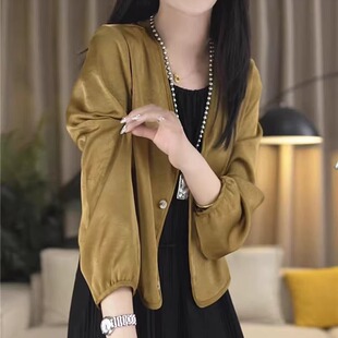 大码 休闲防晒空调衫 宽松上衣外搭 外套女宽松衬衫 凉爽醋酸舒服短款