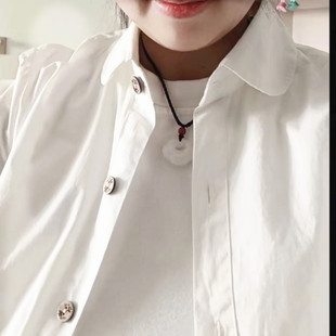 加绒高级衬衣上衣孕学院风打底百搭 女冬季 全纯棉春秋长袖 白衬衫