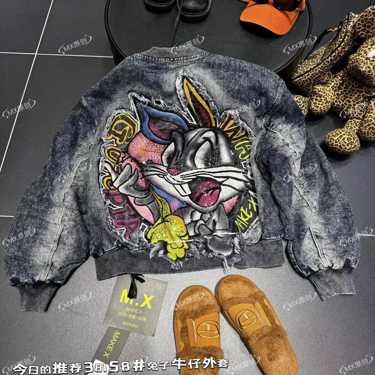 MX欧货潮牌重工拉链米奇短外套