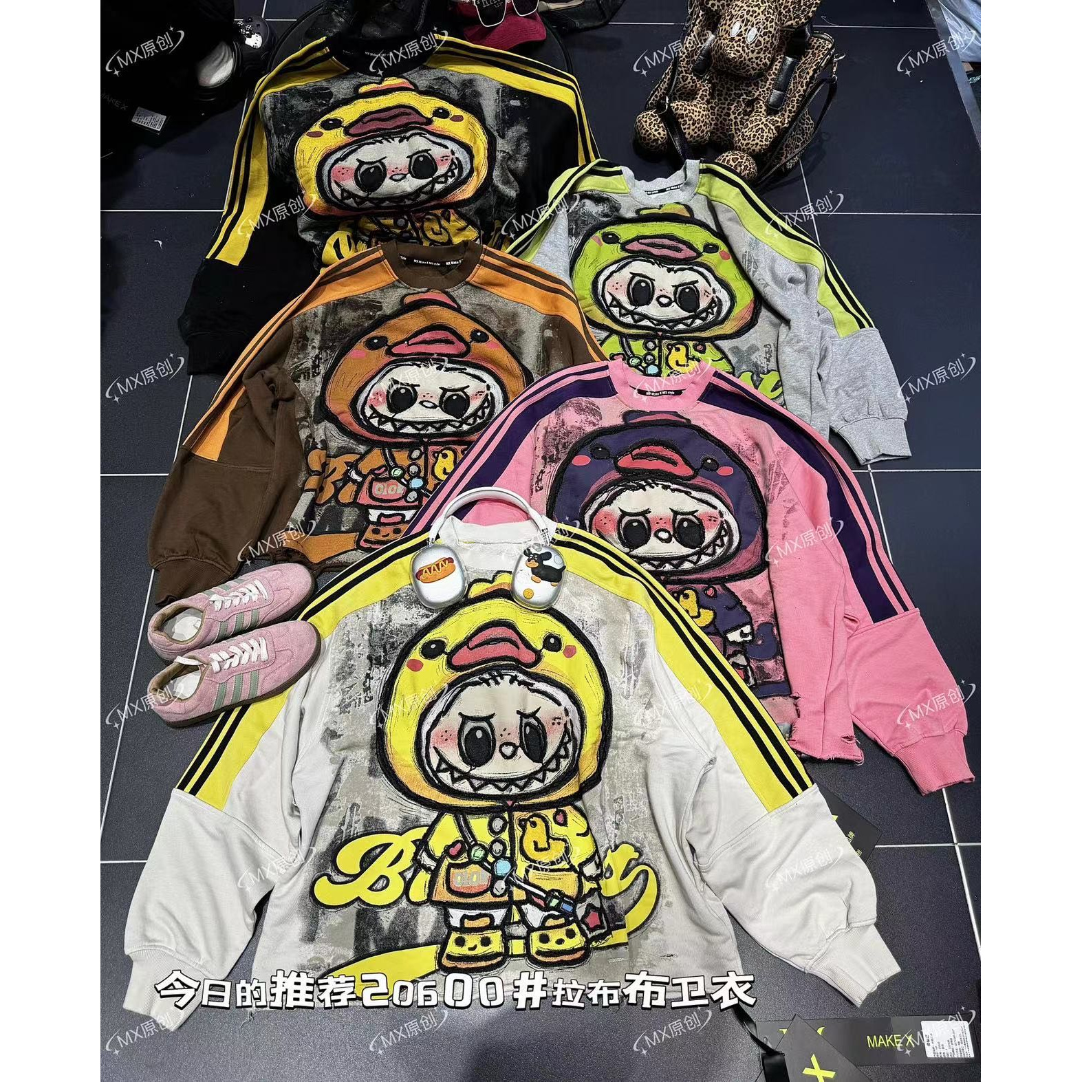 女士情侣时尚潮流美式休闲百搭潮流印花重工短款宽松卫衣 MX欧货