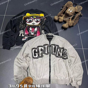 MX欧货潮牌重工纽扣水洗薄款欧美风米奇短外套落肩袖韩版上衣
