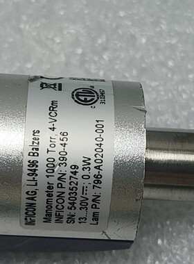 Inficon 390-456 测压计 1000 Torr,4-VCRM,Lam 796-A02040-001,