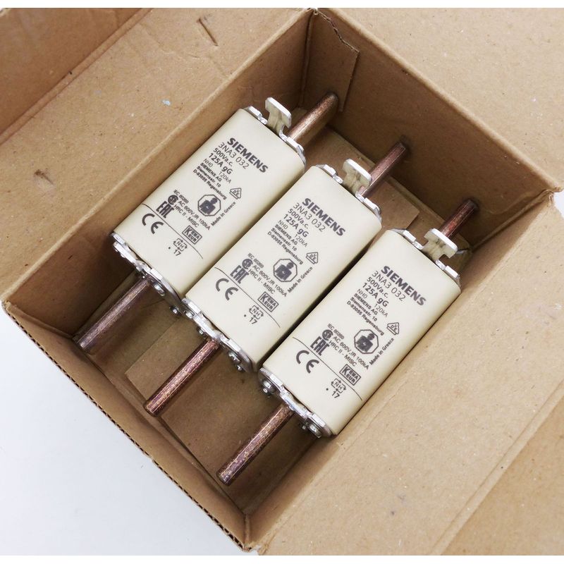 3x Siemens 3NA3032 Sicherungseinsatz NH0 125A 500V -unused/O