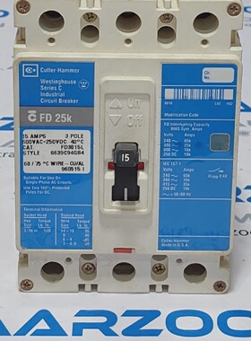 CUTTLERHAMMERFD3015L工业CIRCUITBREAKER3P15AMPS西屋FD25k