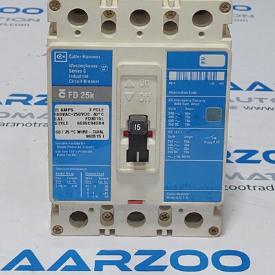 CUTTLER HAMMER FD3015L INDUSTRIAL CIRCUIT BREAKER 3P 15AMPS