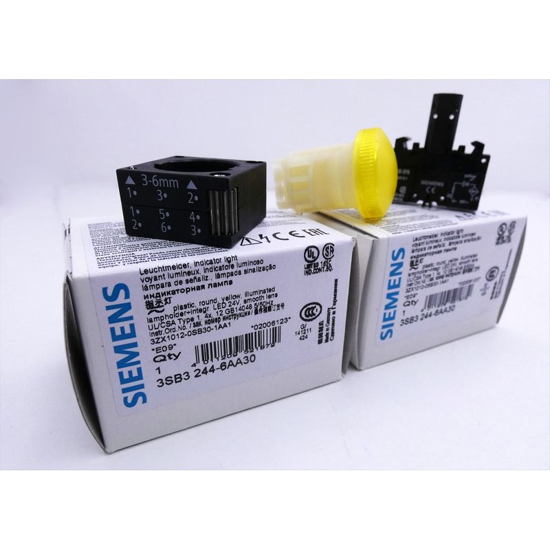 2x Siemens 3SB3 244-6AA30 E-Stand: 09 Leuchtmelder, gelb -un