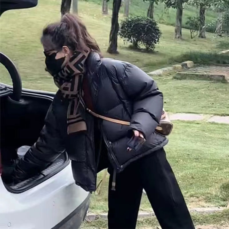羽绒棉服女短款2024新款反季韩版宽松时尚亮面立领棉衣女外套潮