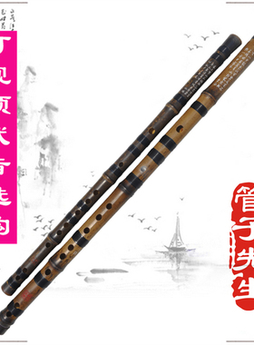 管子先生手工调音笛一节紫竹笛子老料精制专业横笛古风cdef调水灵