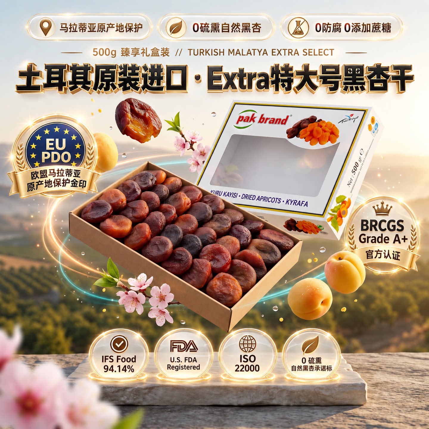 土耳其原装进口黑杏干天然礼盒装图片