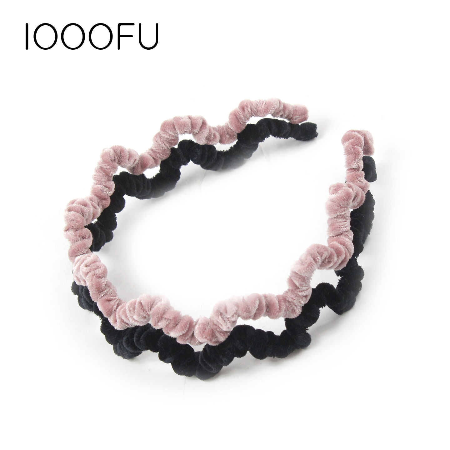 韩国进口推高颅顶丝绒波浪宽发箍