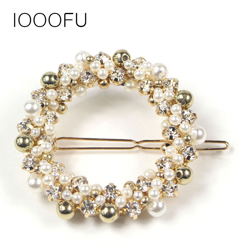 日韩珍珠水钻手工编织顶夹横夹 欧美发闪钻blingbling丝巾扣 马尾