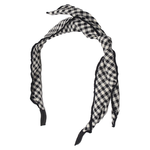 日韩甜美兔耳朵小格子头箍bm学院风jk搭配蝴蝶结英伦小格纹可移动