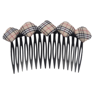 布艺格纹刘海头顶前额碎发梳倒插梳千鸟格后脑勺碎发整理树脂发夹