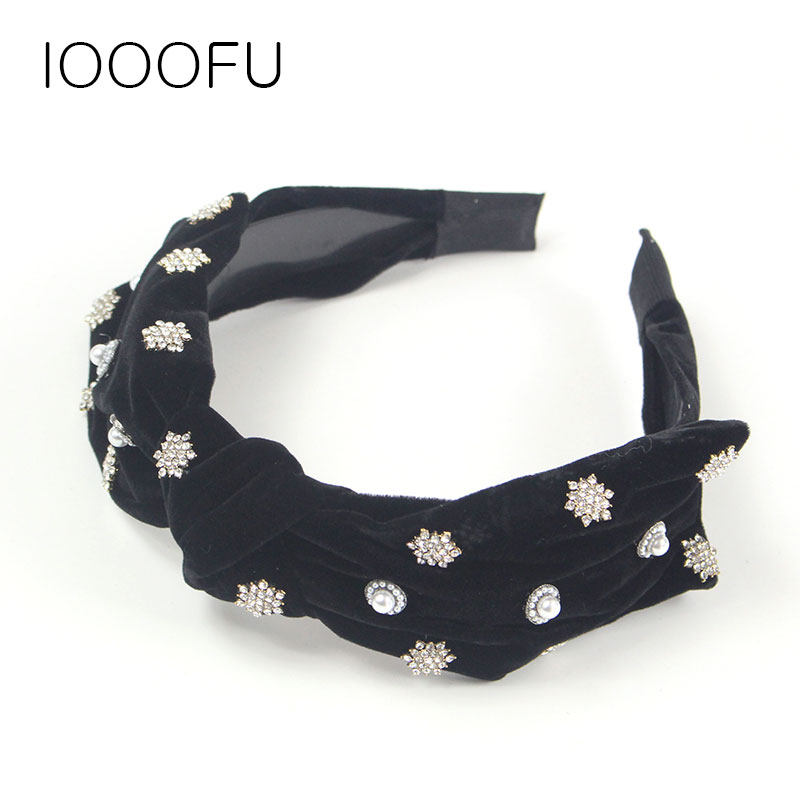 宽边雪花六边形雪花装饰头箍 防滑 闪闪水钻blingbling金丝绒压发