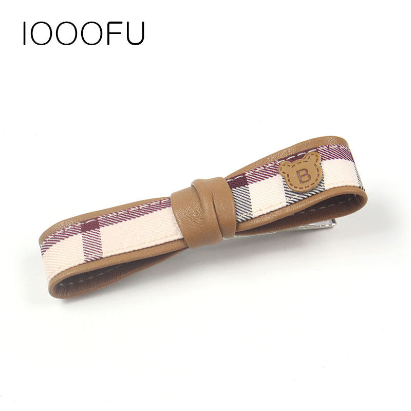 日系小熊布艺格纹发夹 可爱淑女边夹格子 甜美刘海夹小发卡lolita