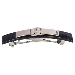 F家合金横夹顶夹马尾发卡 韩国黑色金色弹簧夹夹脑后通勤气质发夹