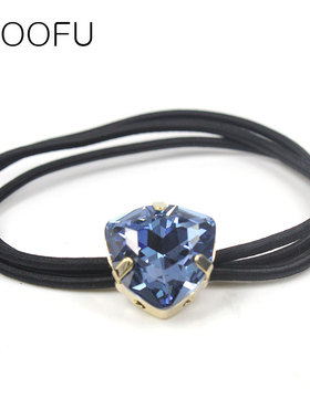 多切面宝石水晶发圈黑色马尾头绳轻奢韩国爱心亮闪水钻扎马尾发绳