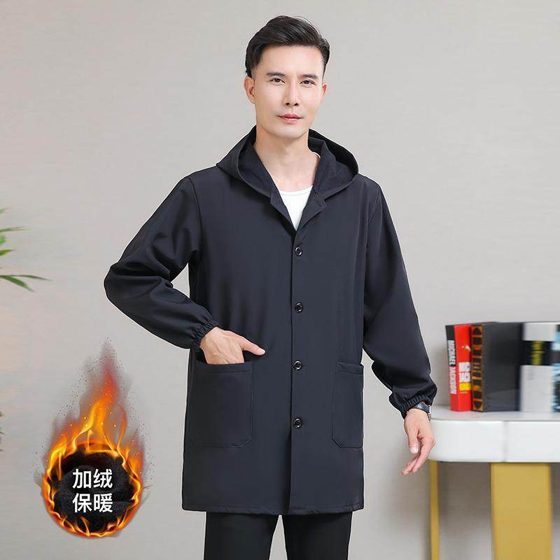 家用纽扣2024秋冬加绒加厚围裙