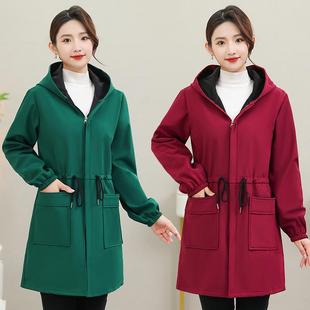 新款加绒罩衣2024秋冬保暖防水防油家用厨房长袖带帽外套工作服