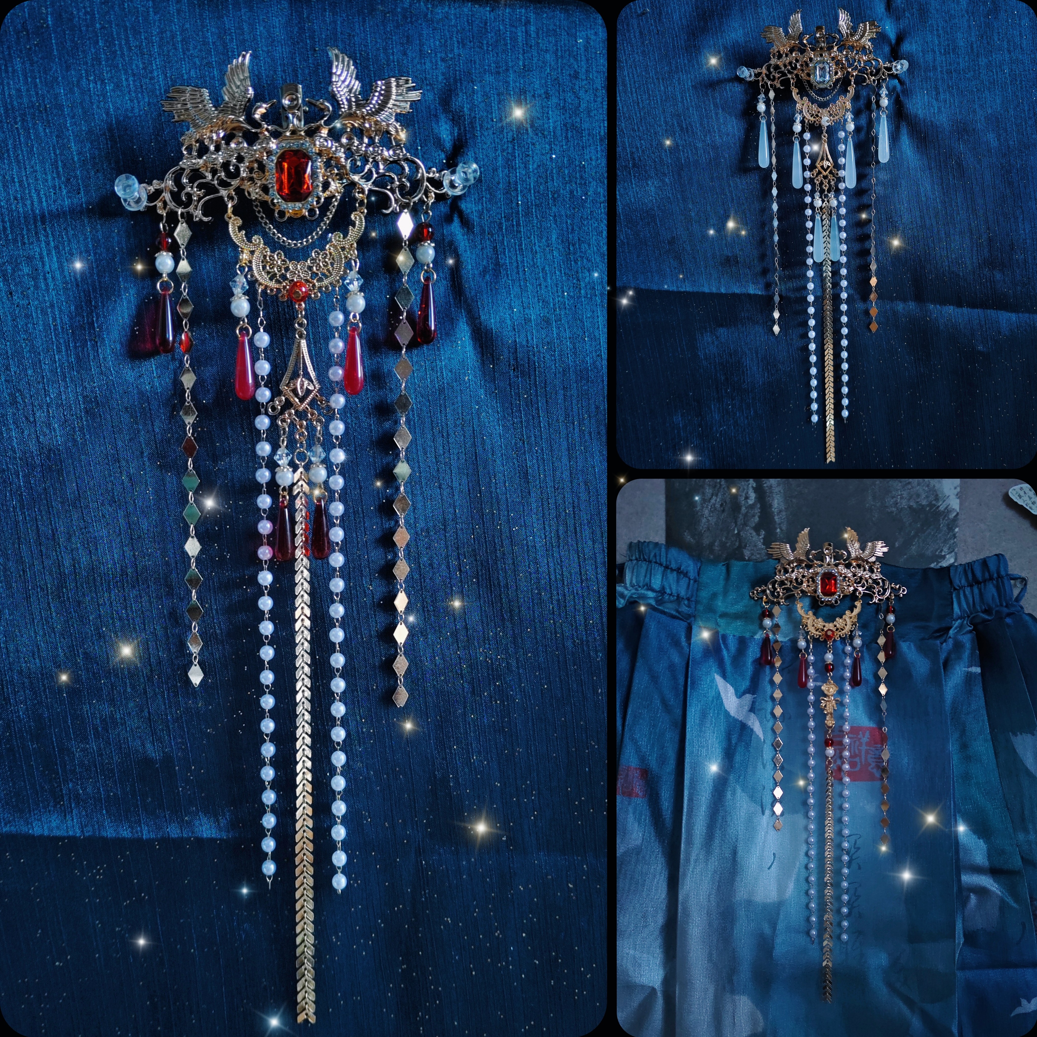 蝶谷花饰新品古风汉服腰封腰带配饰马面裙压襟流苏挂件