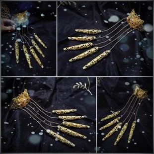 蝶谷花饰原创绝世舞姬手镯护甲一体链手饰长款甲套链条一体防脱落