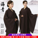 海青居士服不透明居士禅修服台湾细麻垂感好男女同款 深咖啡色春夏