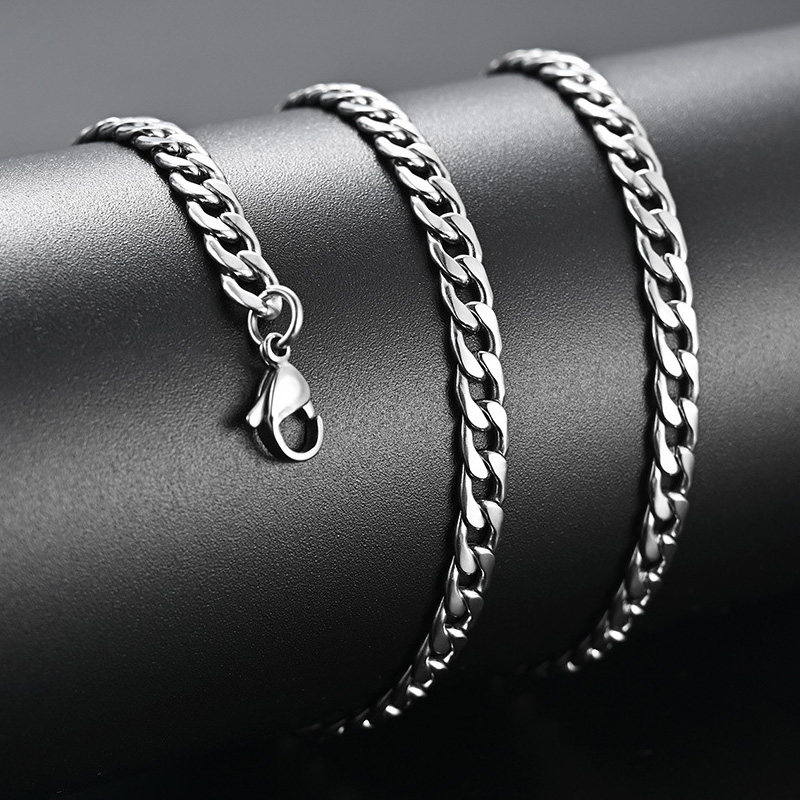 欧美古巴链子hiphop男女nk潮流个性简约钛钢不掉色酷朋克嘻哈项链