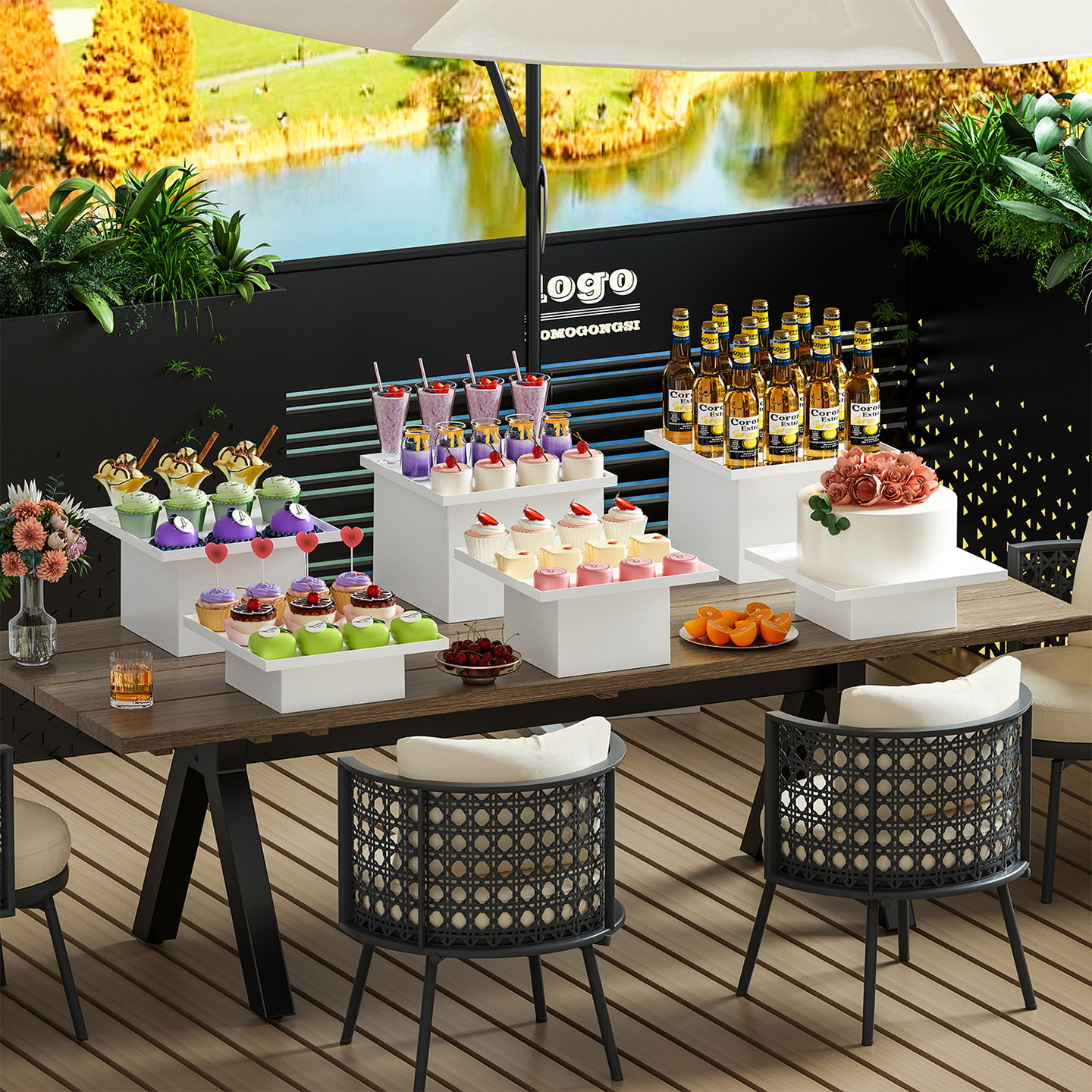 白色多层甜品台展示架户外聚会生日蛋糕架亚克力果盘收纳架