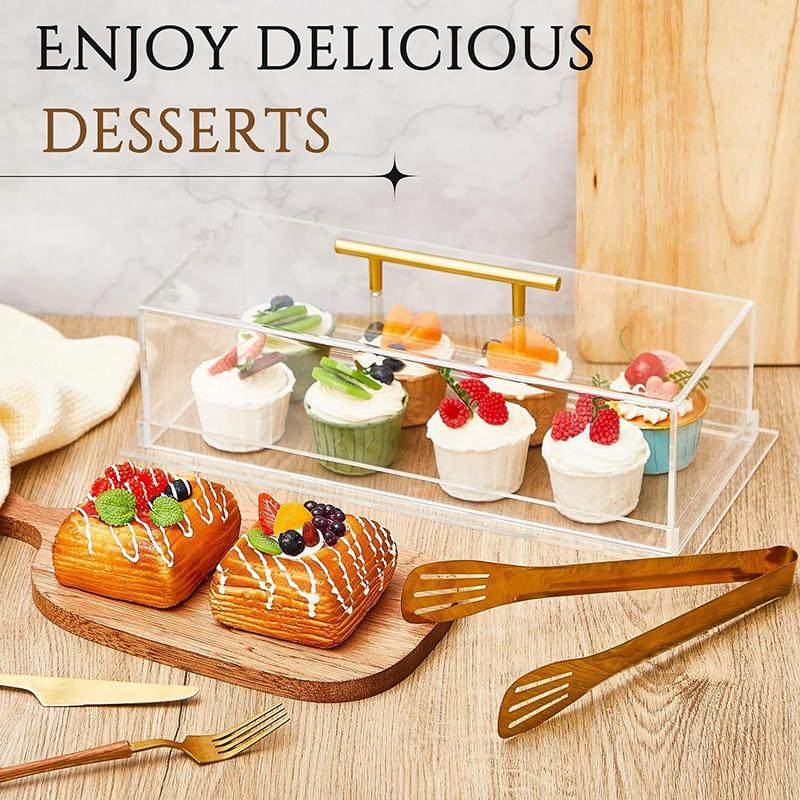 亚克力带盖收纳盒食品面包糕点展示盒冷餐茶歇摆台点心甜品收纳盒