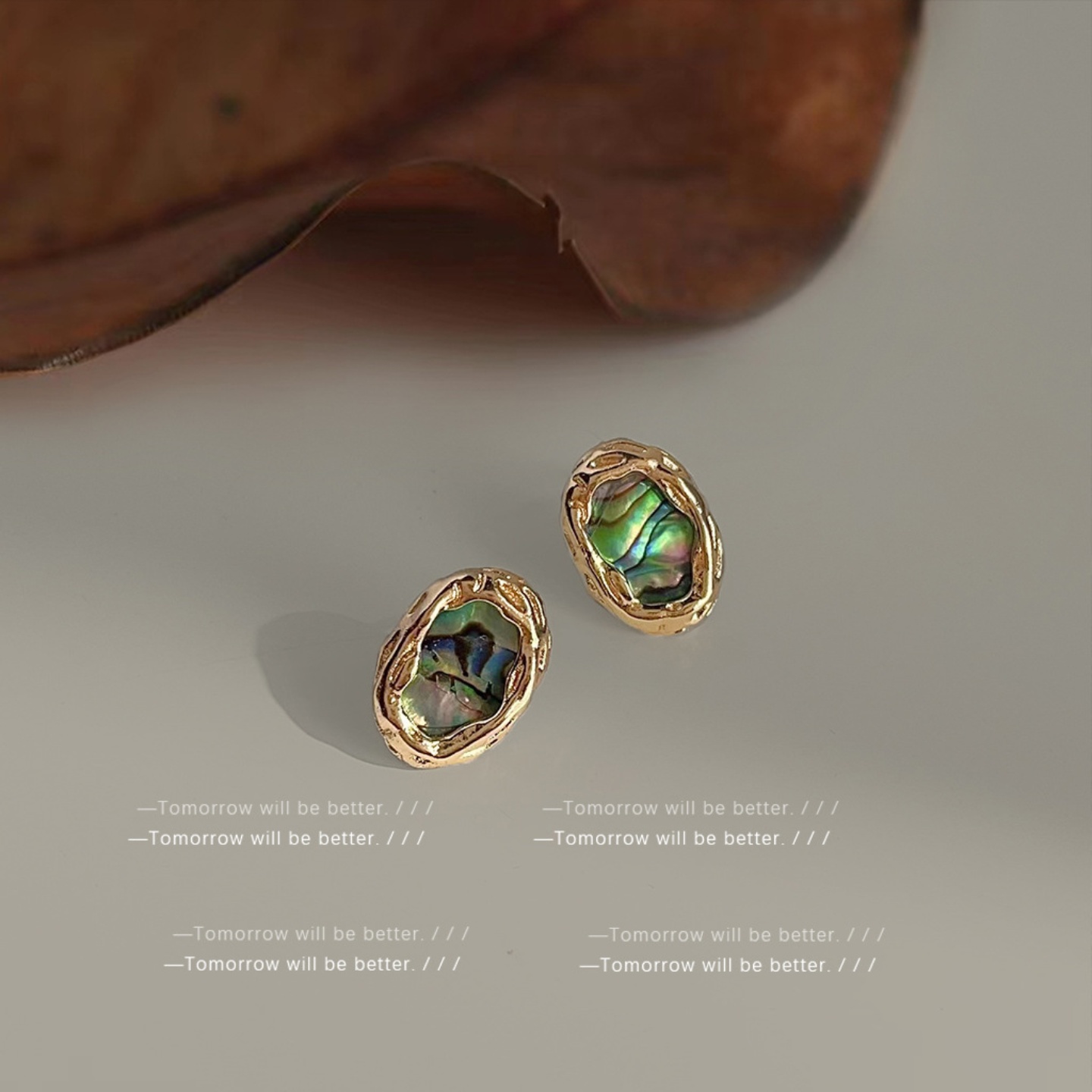 法式高级感天然贝母耳钉