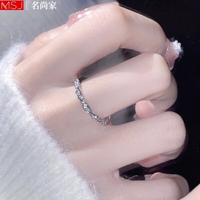 925银缠绕爱河碎钻戒指女开口款