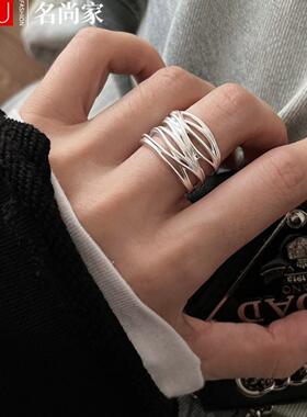 绞丝多层线条交叉戒指女时尚个性
