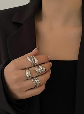 小众设计感925镀银色冷淡风戒指