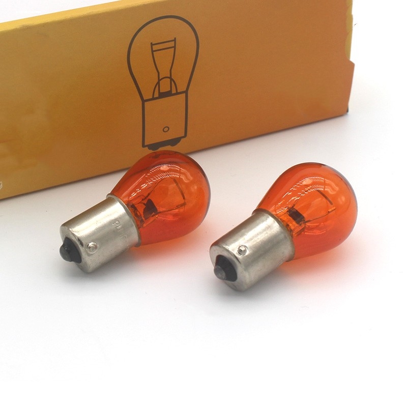 汽车货车1143偏角歪脚刹车灯泡转向灯泡琥珀色黄光灯泡PY21/5