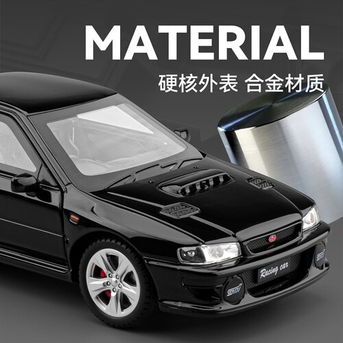 声光回力滑行合金仿真1:24斯巴鲁STI男孩车模礼物玩具桌面摆件