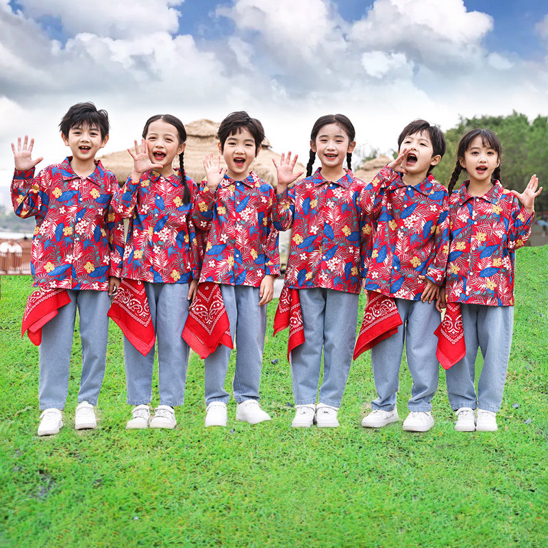 运动会港风元旦联盟失恋儿童演出服阵线护花使者小学生服复古衬衣