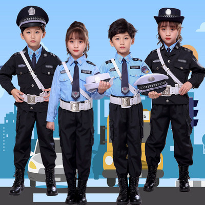 儿童警察服套装小警官服警长衣服男女童军装迷彩服小交警演出服装