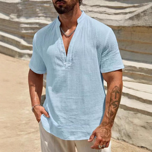 男士 solid shirt casual polo color 纯色polo衬衫 New top men