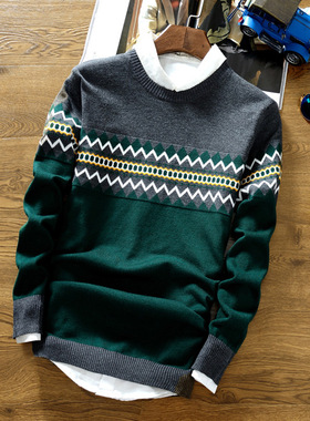 Men's Cotton  Patchwork Autumn Winter Warm Pullover