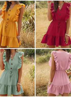 Forefair Sexy Women Dress Ruffle 2020 Off Shoulder Tunic