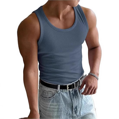 Men's round-neck workout fitness tank top T-shirt男 健身背心